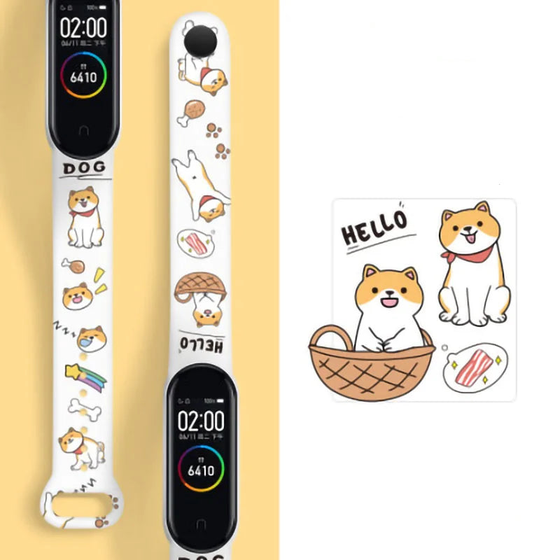 Printing Colorful Strap For Xiaomi Mi Band 7 6 5 4 3 Silicone Bracelet Replacement Wristband for Mi Band 3 4 5 6 7 Wrist Strap