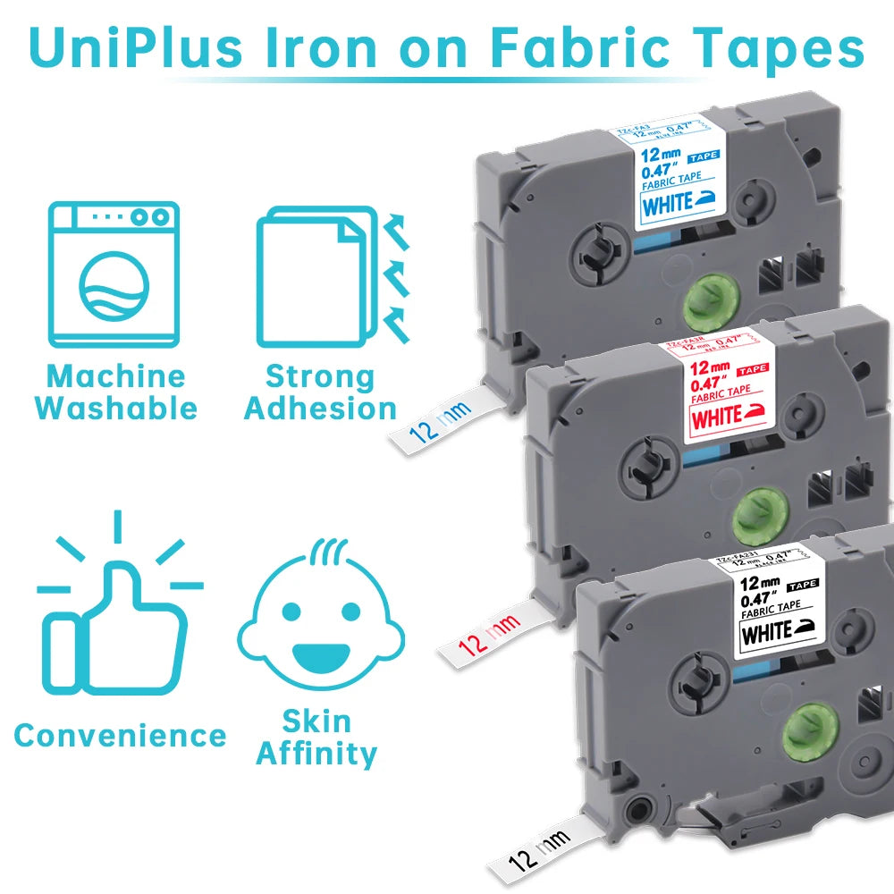 12/18/24mm Fabric Tape Compatible Brother TZe Tape Iron on Fabric Riibon for Brother Label Printer P-Touch PT-P750W PT-H110 D600