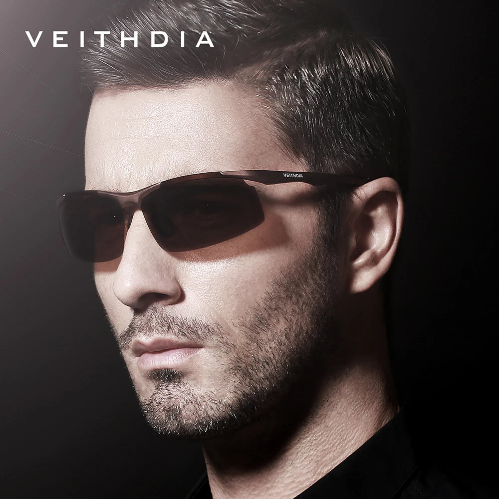VEITHDIA Men Sunglasses Aluminum Magnesium Polarized UV400 Lens Rimless Driving Fishing Sun Glasses Sports Eyewear For Male 6535