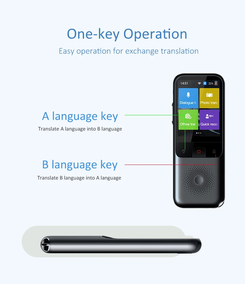 MSAI T11 Translator 138 Languages for Travel Real-time 17 Languages Offline Translation Photo 75 Languages 1500mAh 1+8GB