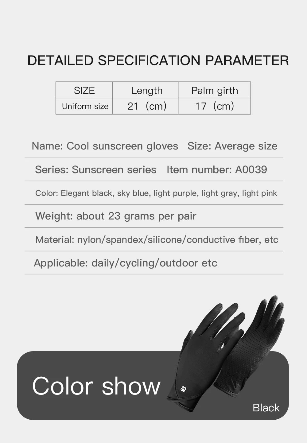 Sunscreen gloves Thin Ice Silk Women's for Women and Men Driving Electric Motorcycles Fishing UV Protection, Anti Slip,ventilate