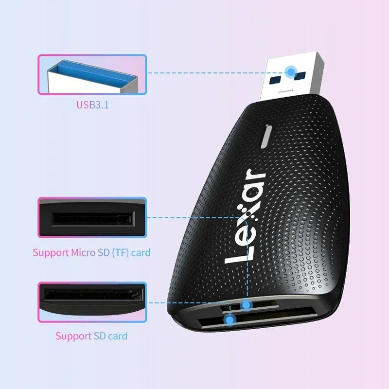 Lexar Card Reader USB 3.1 for SD Micro SD TF Memory Card Adapter for PC Laptop Accessories Smart Cardreader USB Flash Drive