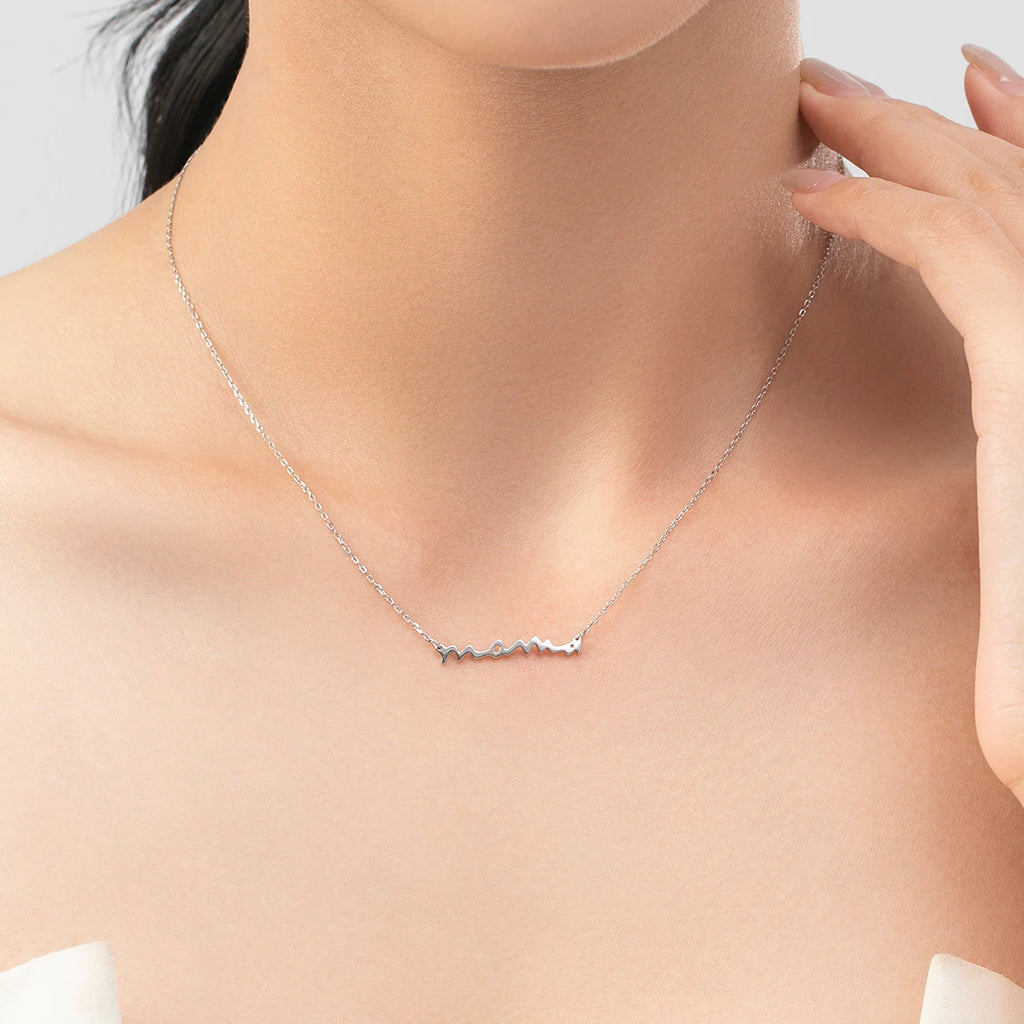 MODIAN Classic Design 925 Sterling Silver Letter Mama Pendant Necklace For Women Mom Mama Mother's Day birthday Christmas Gift