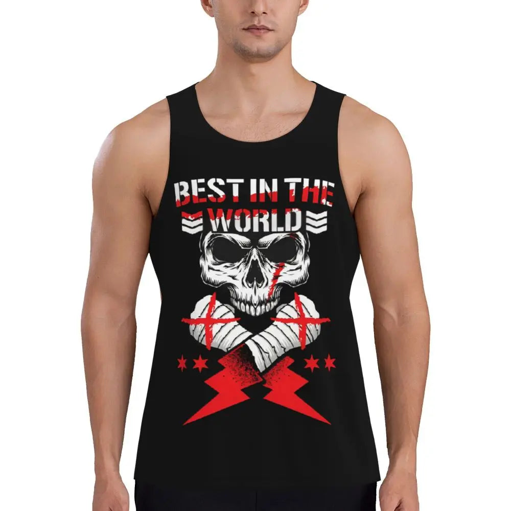 Graphic Wrestling CM Punk Best In The World Workout Tank Tops Sleeveless Shirt Bodybuilding Fitness Gym Compression Vest