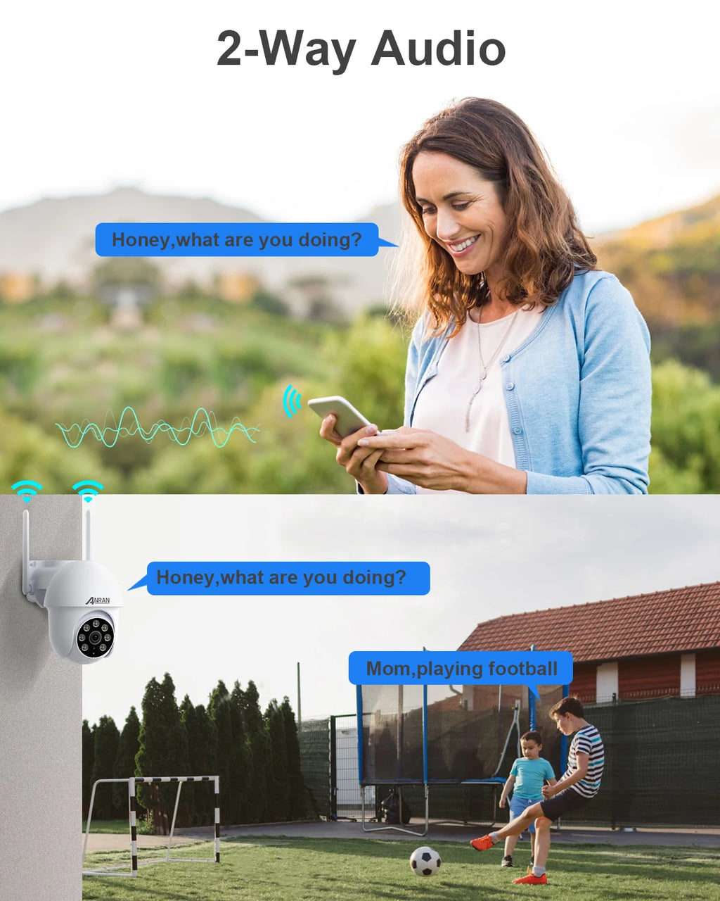 ANRAN 5G Wifi Camera 2/3/4PCS 5MP Wired Security Camera 24/7 Continue Record, IP66,Compatible Alexa,Auto Tracking,PIR Detection