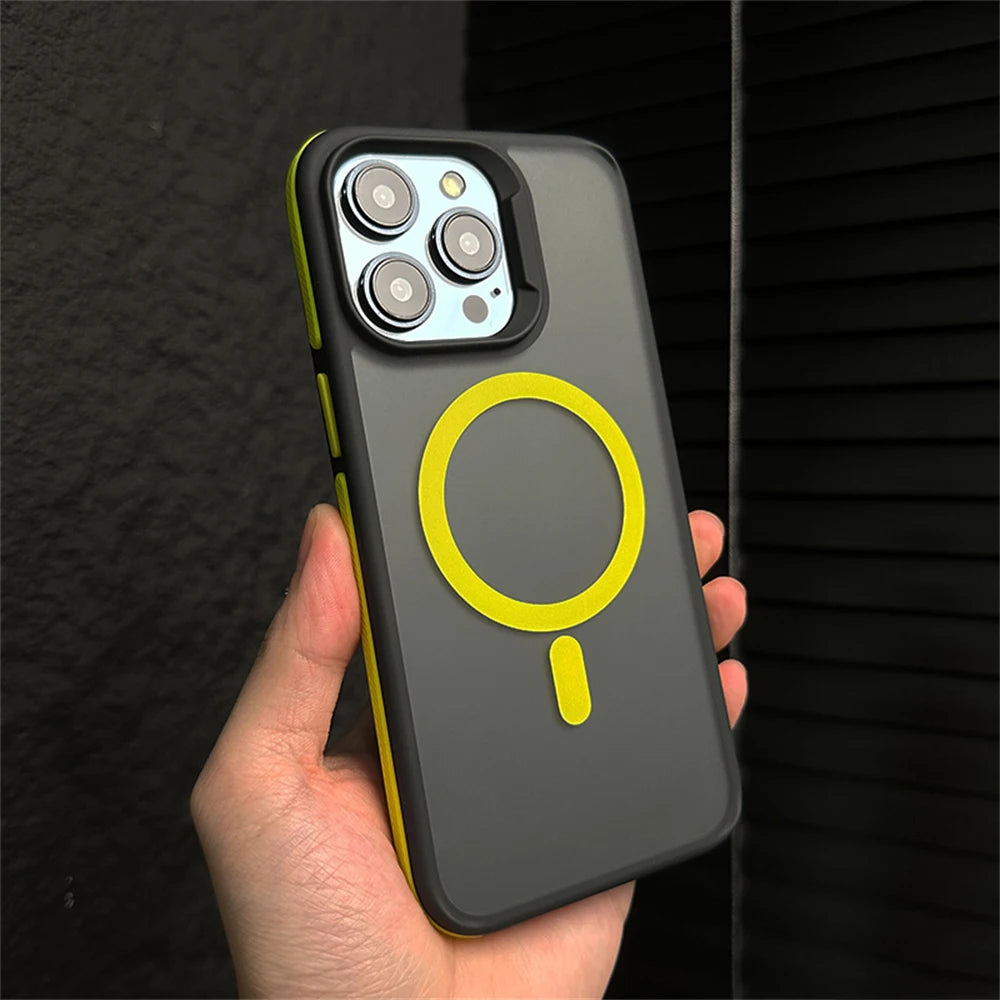Fashion Translucent Shockproof Armor Bumper Case For iPhone 15 14 13 12 Pro Max Plus Magsafe Magnetic Wireless Charge Back Cover