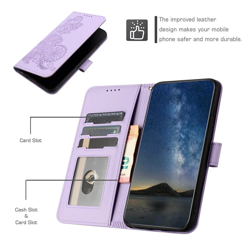 For Xiaomi Redmi 13 Case Paisley Leather Flip Stand Case on For Ximi Redmi13 Wallet Cover For Xiaomi Redmi 13C Phone Cover Coque