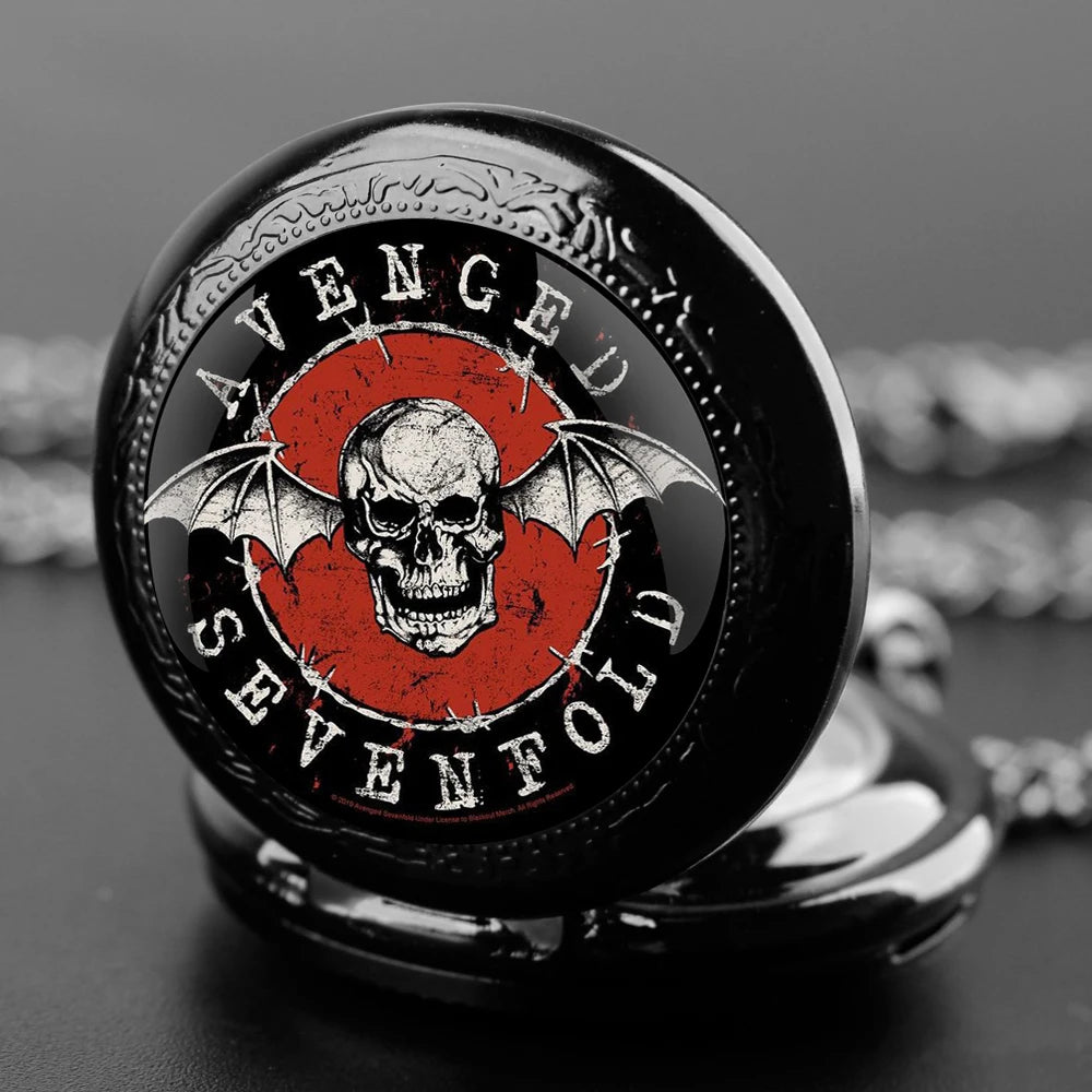 Quartz Pocket Watch for Women Men Kids Unique Avenged Sevenfold Niklass Design Vintage Clock Watches Chain Jewelry Pendant Gift