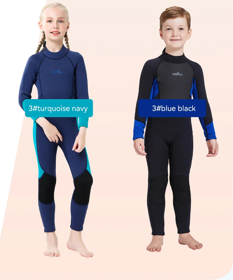 Children's 2mm 3mm Neoprene Wetsuit One-piece Long Sleeve Diving Suit Cold Proof Sunscreen Surfing Swimming Snorkeling Swimsuit