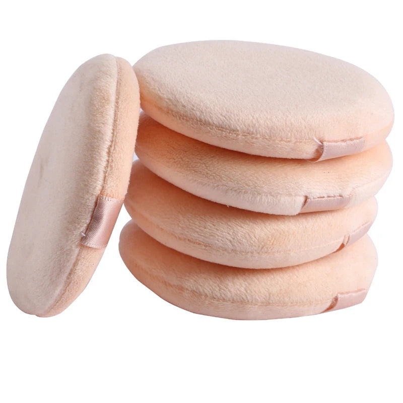 5pcs Round Facial Powder Foundation Puff ,Portable Soft Cosmetic Puff For Makeup Application, Beauty Tool Essential Make Up