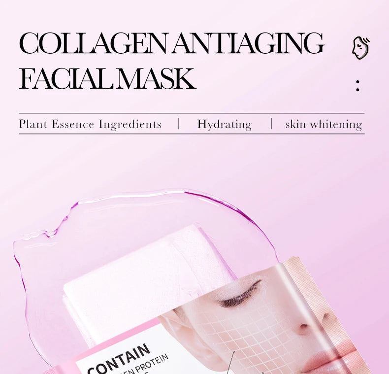10pcs BIOAQUA  Hyaluronic Acid Retinol Collagen Facial Masks Hydrating Brightening Moisturizing Face Mask Facial Skin Care