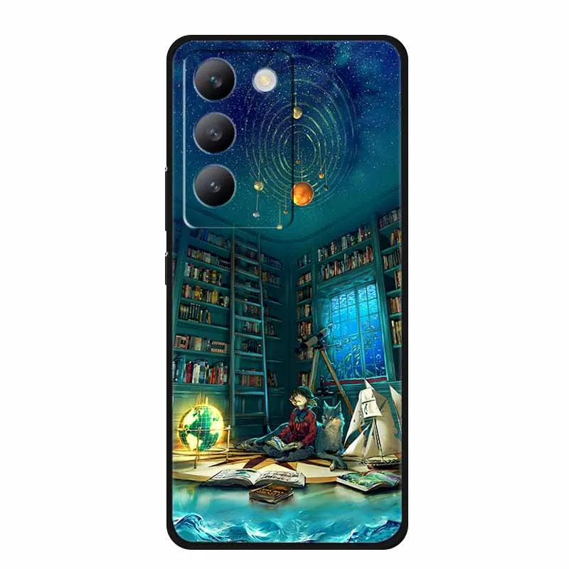 For vivo V40 SE Case Luxury TPU Soft Silicone Phone Back Cover for vivo V40 SE 5G Protective Shockproof Flowers Girl Cute Coque