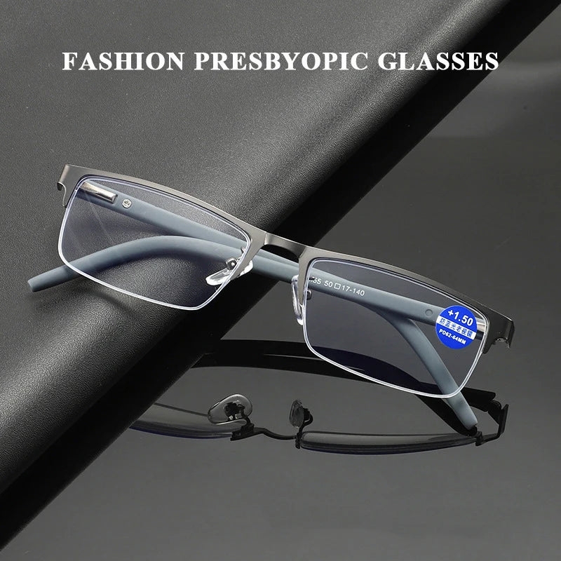 Brand Designer Reading Glasses Men Women Fashion Half Frame Presbyopic Glasses Vintage Business Diopter Eyeglasses +1.0 1.5 2.0