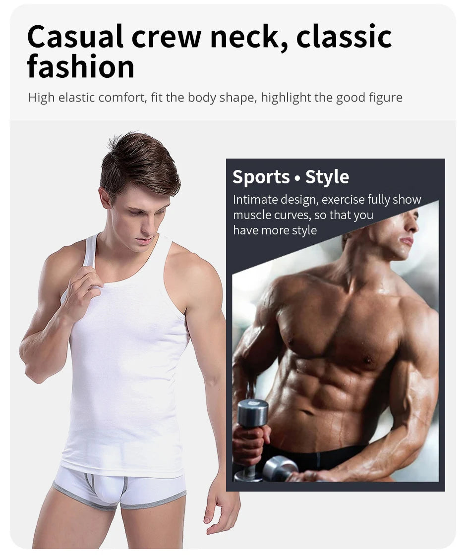 3 Pieces Men's Tank Top MEN'S Cotton Wear Summer Base Sleeveless Cotton Old Man Undershirt Hurdling Exercise Fitness