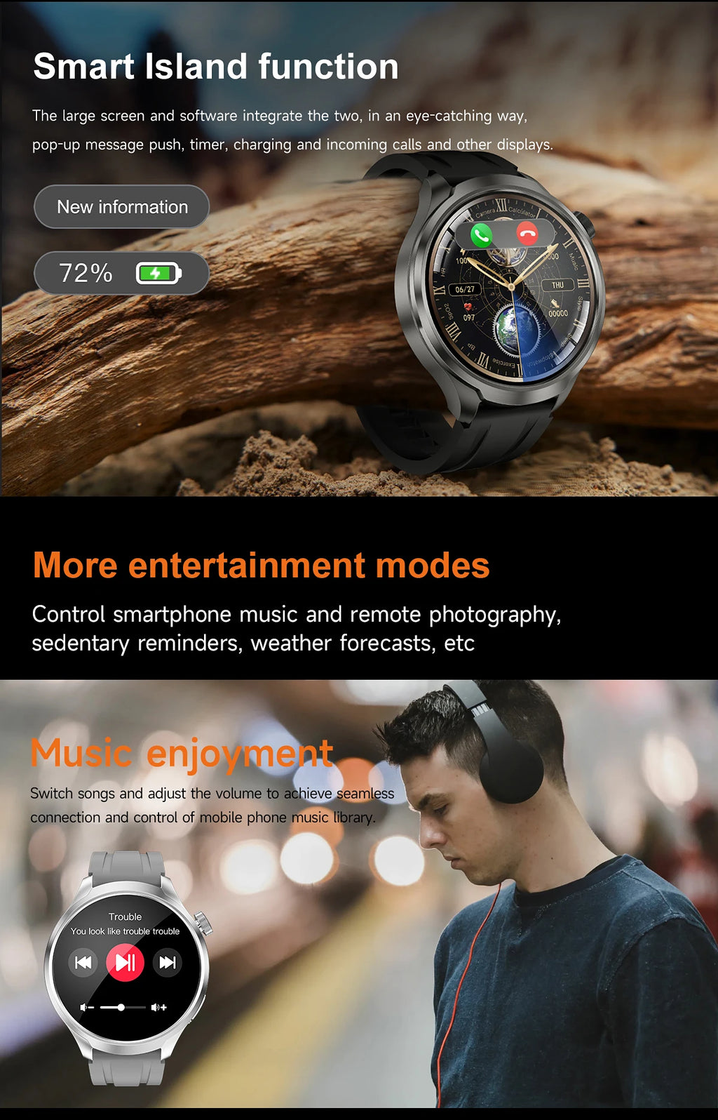 2025 New GPS Sports Smart Watch Men 1.85-inch AMOLED Screen Men IP68 Waterproof Clock Compass Call NFC fitness Tracking Watches