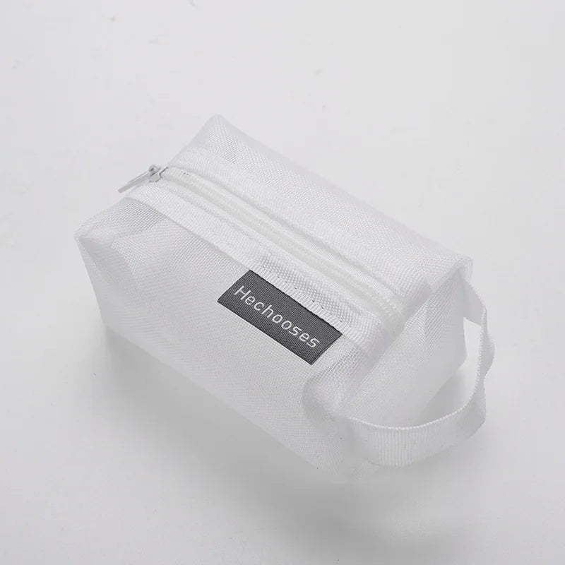 Mini Clear Nylon Mesh zipper Cosmetic Bags Cute Women Small Lipstick Makeup Bags Pouch Data Line Key Earphone Organizer Case