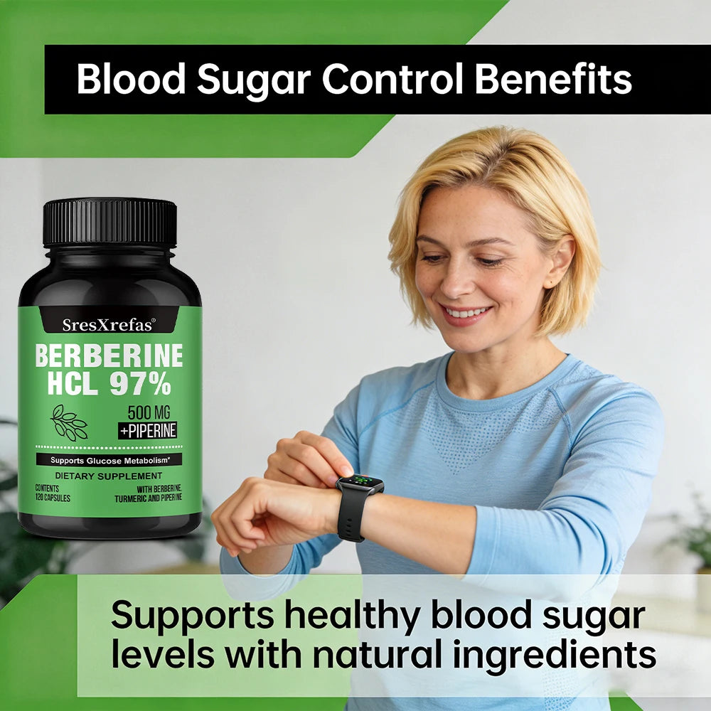 Berberine HCl, Berberine Supplement 500mg Per Serving - Supports Heart Health, Immune System, Healthy GI, Healthy Cholesterol