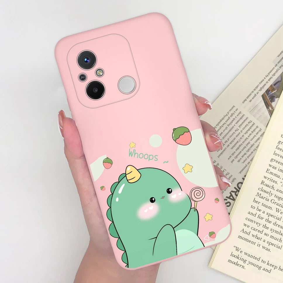 Phone Case For Redmi 12C 11A 4G Cartoon Dinosaur Soft Silicon TPU Matte Back Cover Coque For Redmi 12 C 11 A 4G Funda Capa Shell