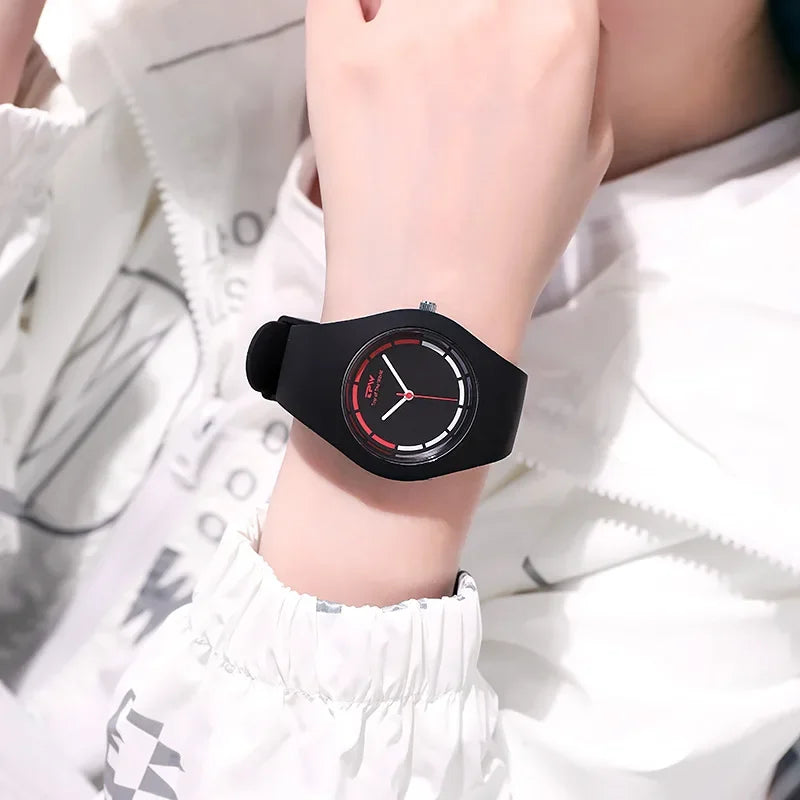 Ladies Fashion Watch Couple Quartz Watch Jelly Color Rubber Sports Clock Suitable for Women Men Starry Earth Rainbow Watch
