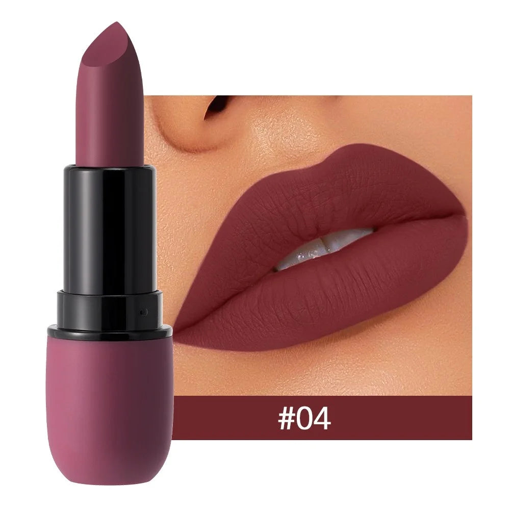 6 Colors Sexy Matte Lipstick Waterproof Long Lasting Color Rendering Non-stick Nude Brown Lipstick Pencil Woman Makeup Cosmetics