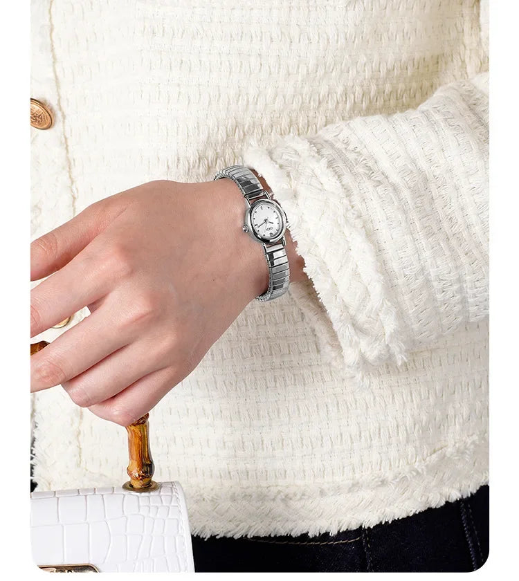 Women Watch for Girls Small Wrist Quartz Reloj Muje Sliver Grey Gold Oval Orologio Ladies Wristwatch Stainless Steel Band Clock