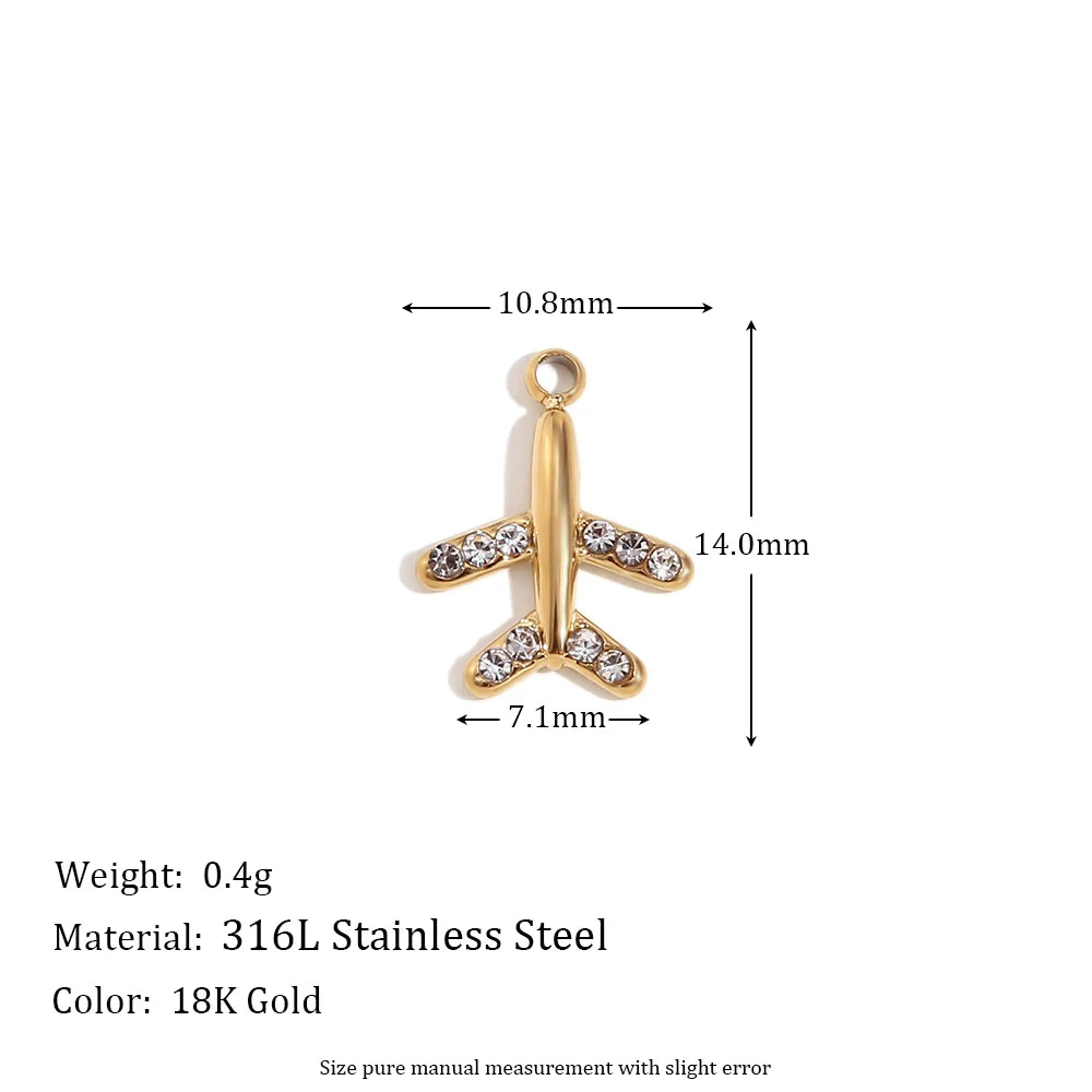 E.B.belle Octagonal Splicing Color Bead Heart-shaped Key Rainbow Square 316L Stainless Steel 14K Gold Plated Pendant Charms