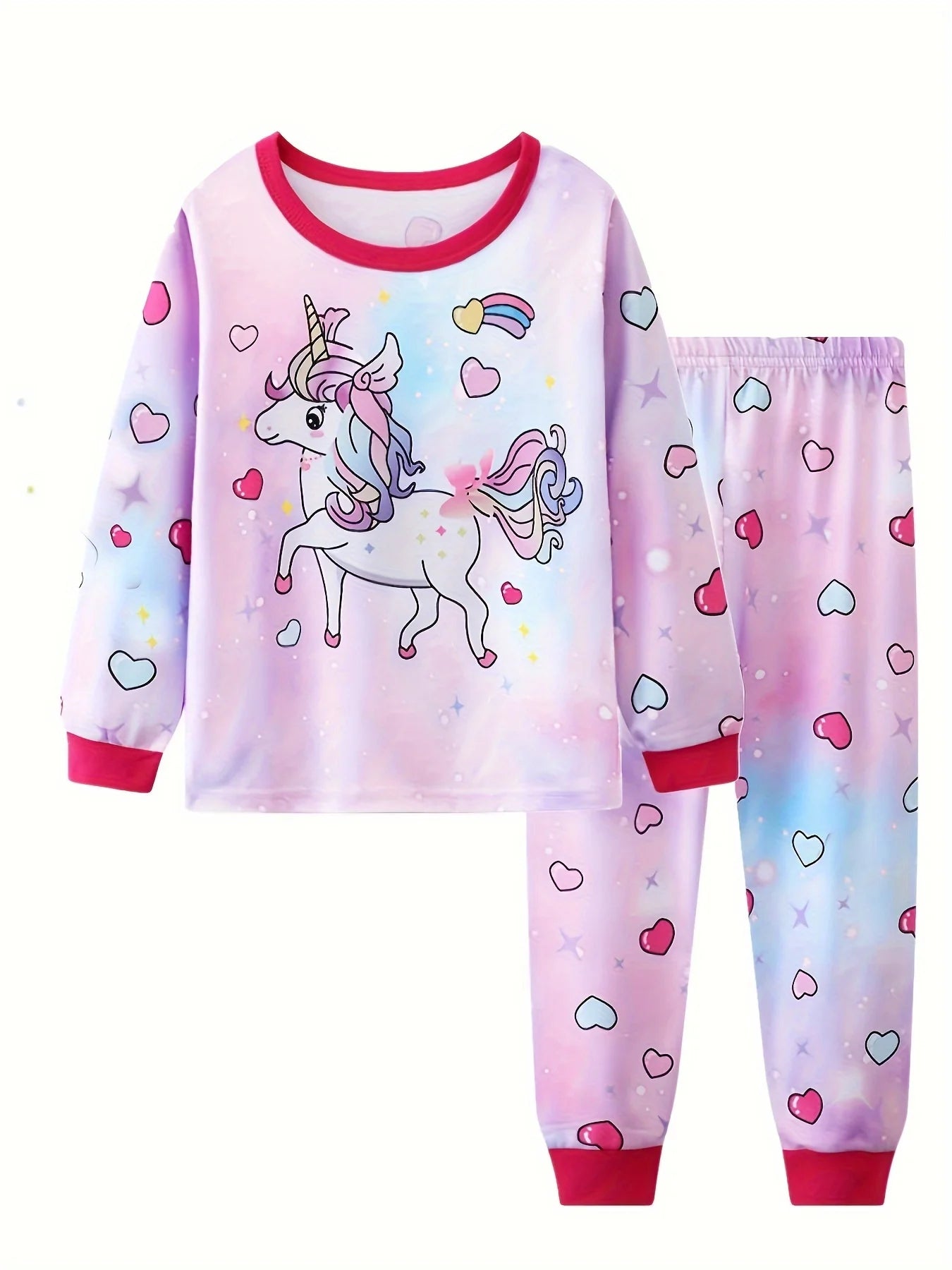 2pcs Boys Casual Crew Neck Animal Print Pajama Sets