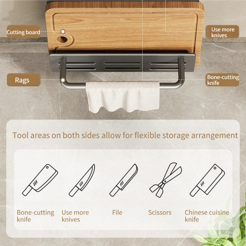 Kitchen Knife Holder, Tableware Storage Rack, Multifunctional Wall Mounted Kitchen Tool Storage Rack