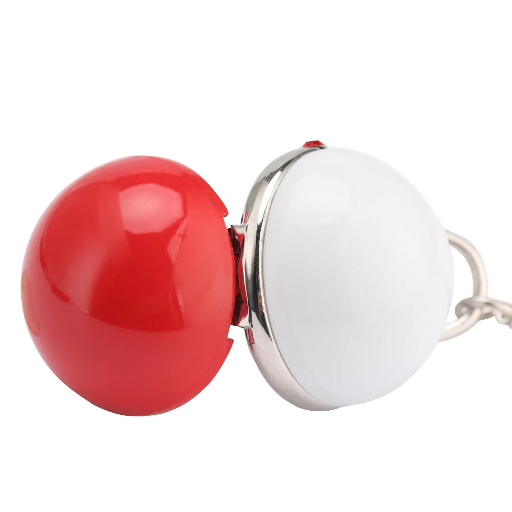 Xmas Red White Ball Shaped Necklace Pocket Watch Kids Pendant Quartz Pocket Clock Christmas Gifts