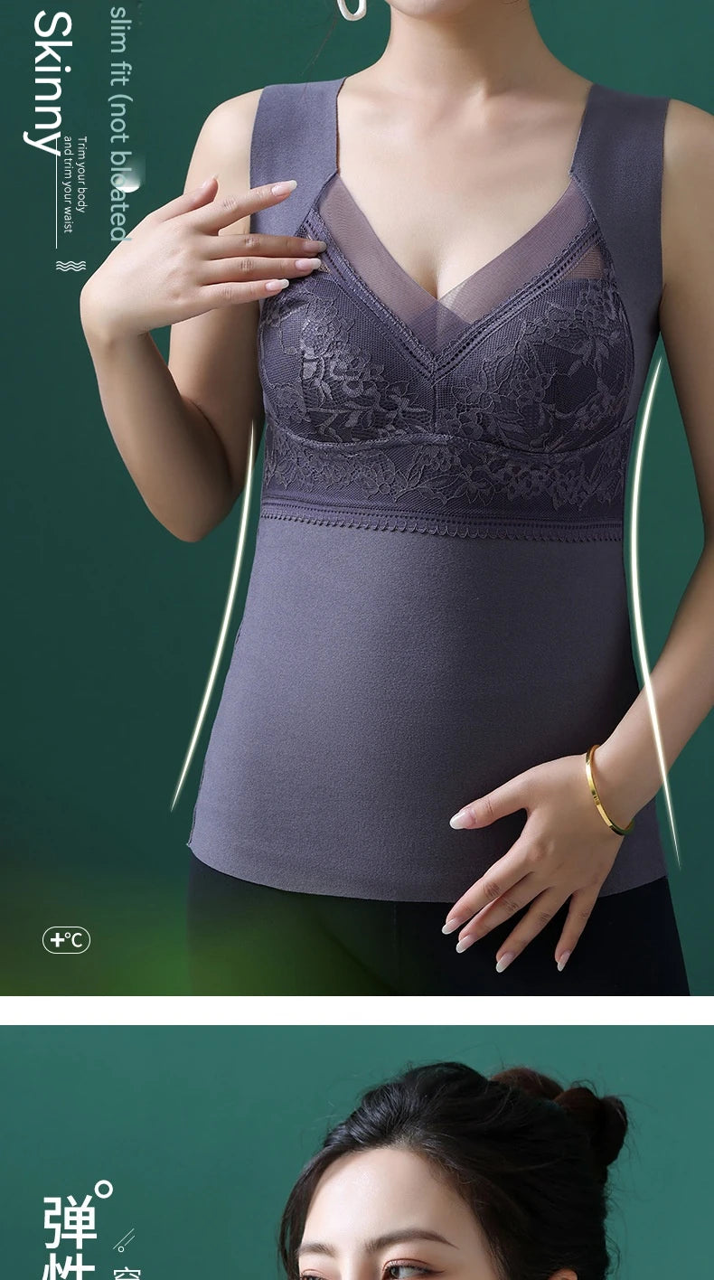Women Thermal Underwear Winter  Bottoming Top Seamless Thick Double Layer Warm Lingerie Warm bra Sports underwear