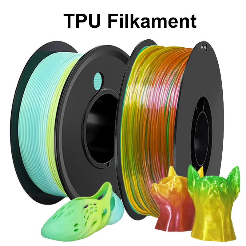 200g/500g/1Kg 3D Printer Filament TPU Transparent Rainbow Elastic Flexible 1.75mm Roll Flex tpu Fresh Green 3D Printing Material