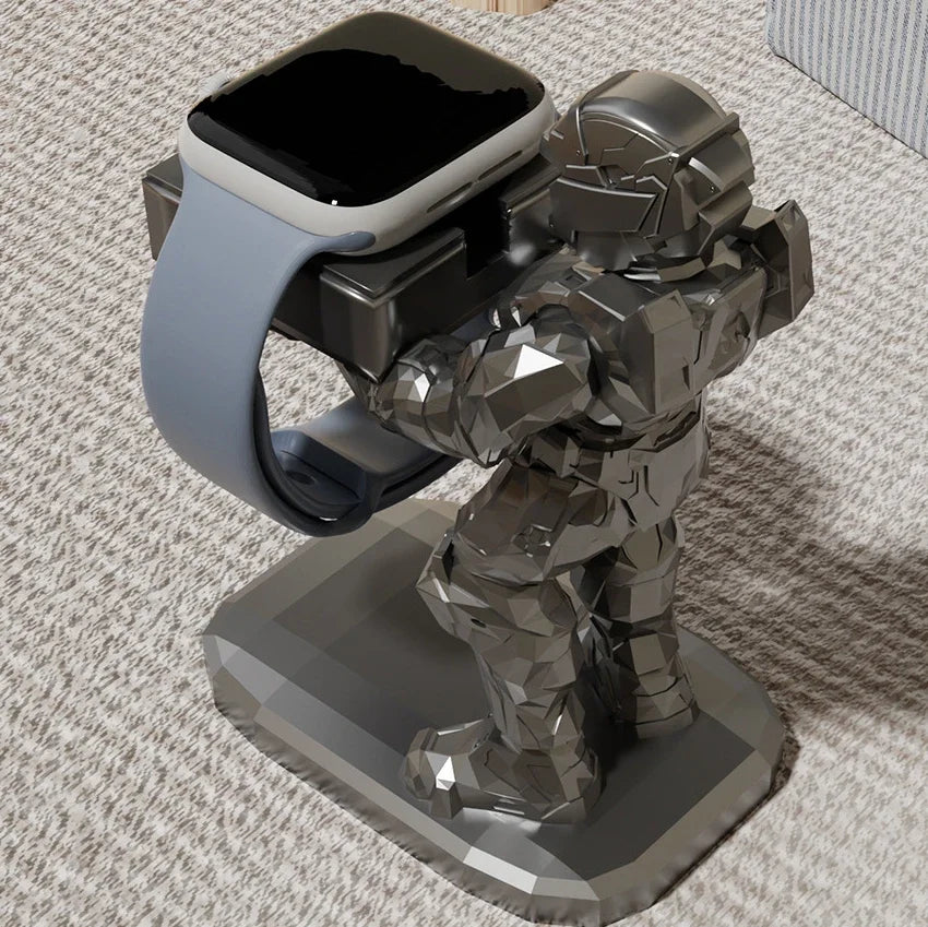Knight Steel Warrior Holder for Office Creative Apple Watch Stand for Office Resin Decor Figurine Accessories Gift