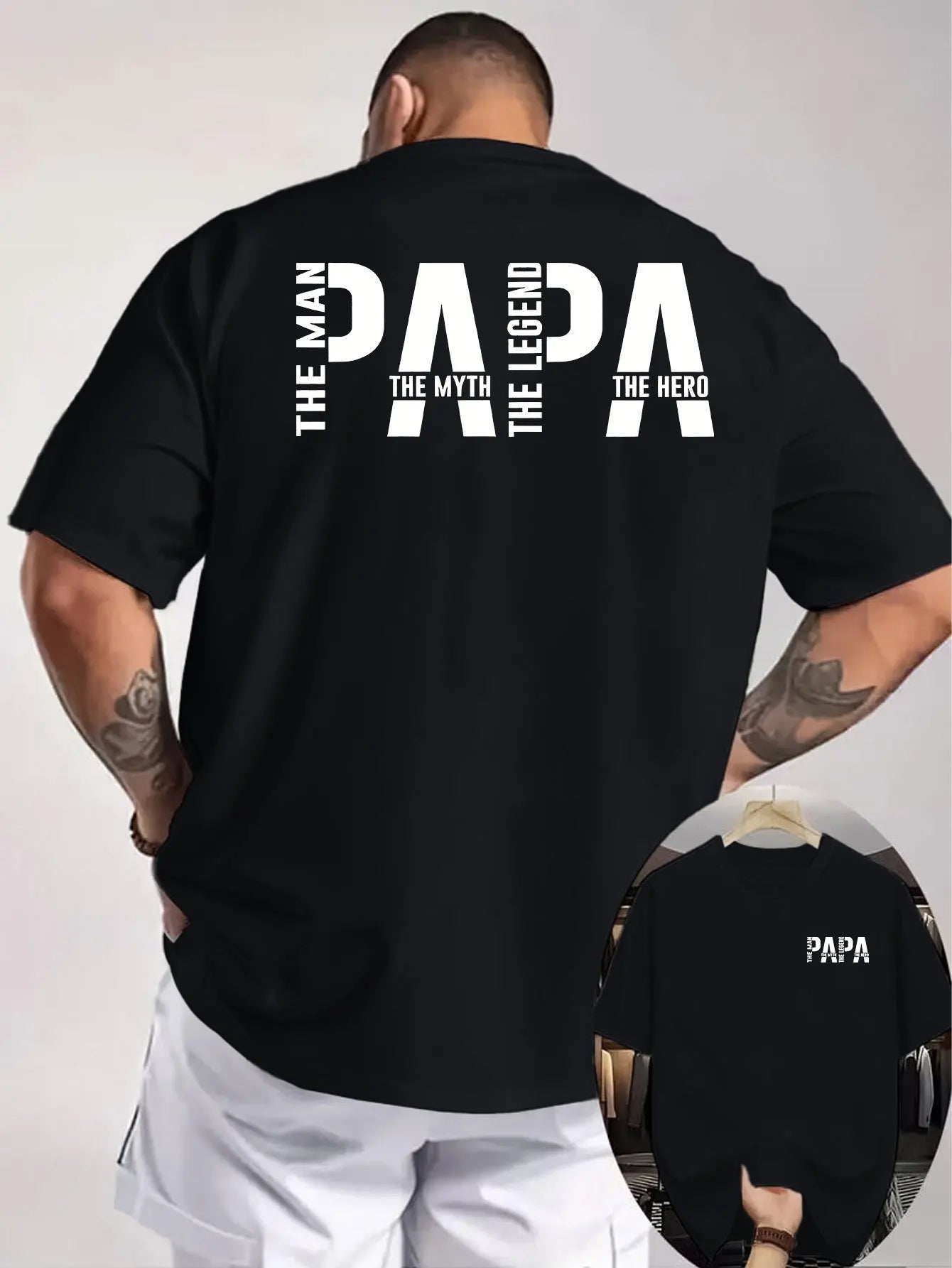 Papa The Man The Myth The Legend Print on Premium 100% Cotton Mens T Shirt Perfect for Summer Casual Dad Outfits