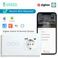 Bseed EU Zigbee Touch Switch 1/2/3Gang 2Way Smart Light Switch Wall Socket USB Type-C Charge Port Tuya Google Home Alexa Control