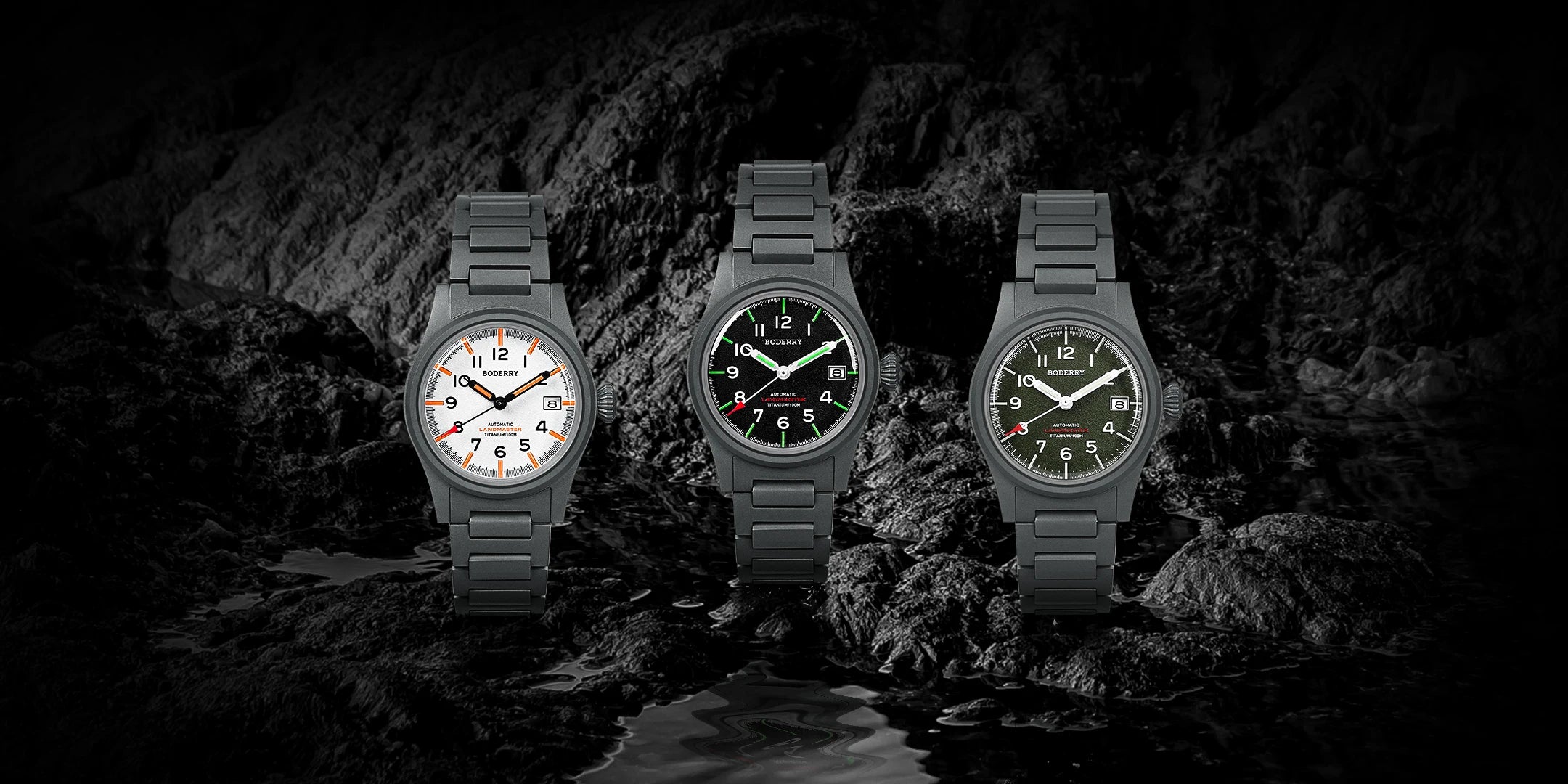 Boderry LANDMASTER Field Watches Titanium Automatic For Seiko Movement Sport 100M Waterproof Outdoor Dive Wristwatch Mens