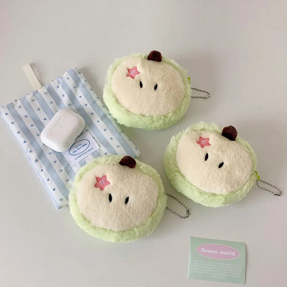 Cute Apple Shape Plush Bag Creative Cartoon Pendant Mini Storage Bag for Students Earphone Data Cable Organizer