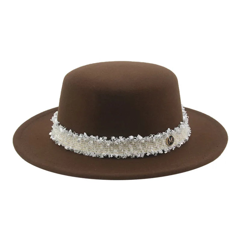 Hats for Women Fedoras Felted Hat Flat Dome Solid Band Luxury Elegant Fahsion Jazz Cap Women's Hat Women Hat Sombreros De Mujer