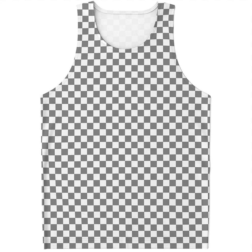 Simple Checkered Pattern Tank Tops Summer Fashion Streetwear 3D Printed Sleeveless T Shirts Casual Oversized Vest Mens Clothing