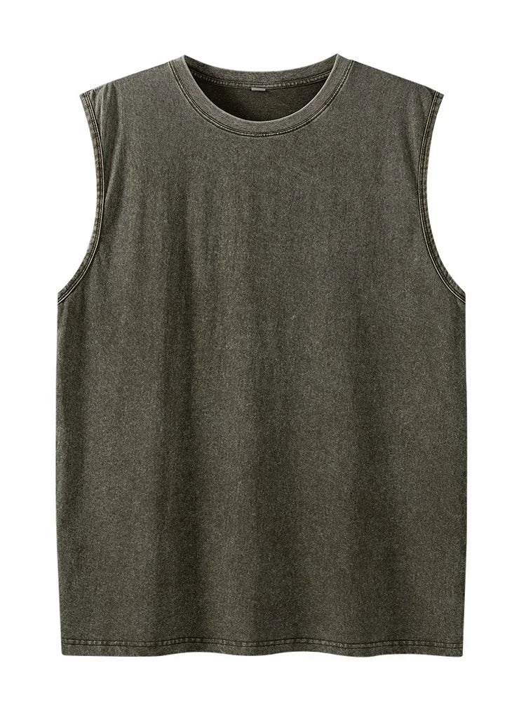 Summer Trend Vest Men's Tight Turtleneck Sleeveless Cotton Vest Male Slim Fitness Stretch Tank Tops Bottoming Shirt Streetwear