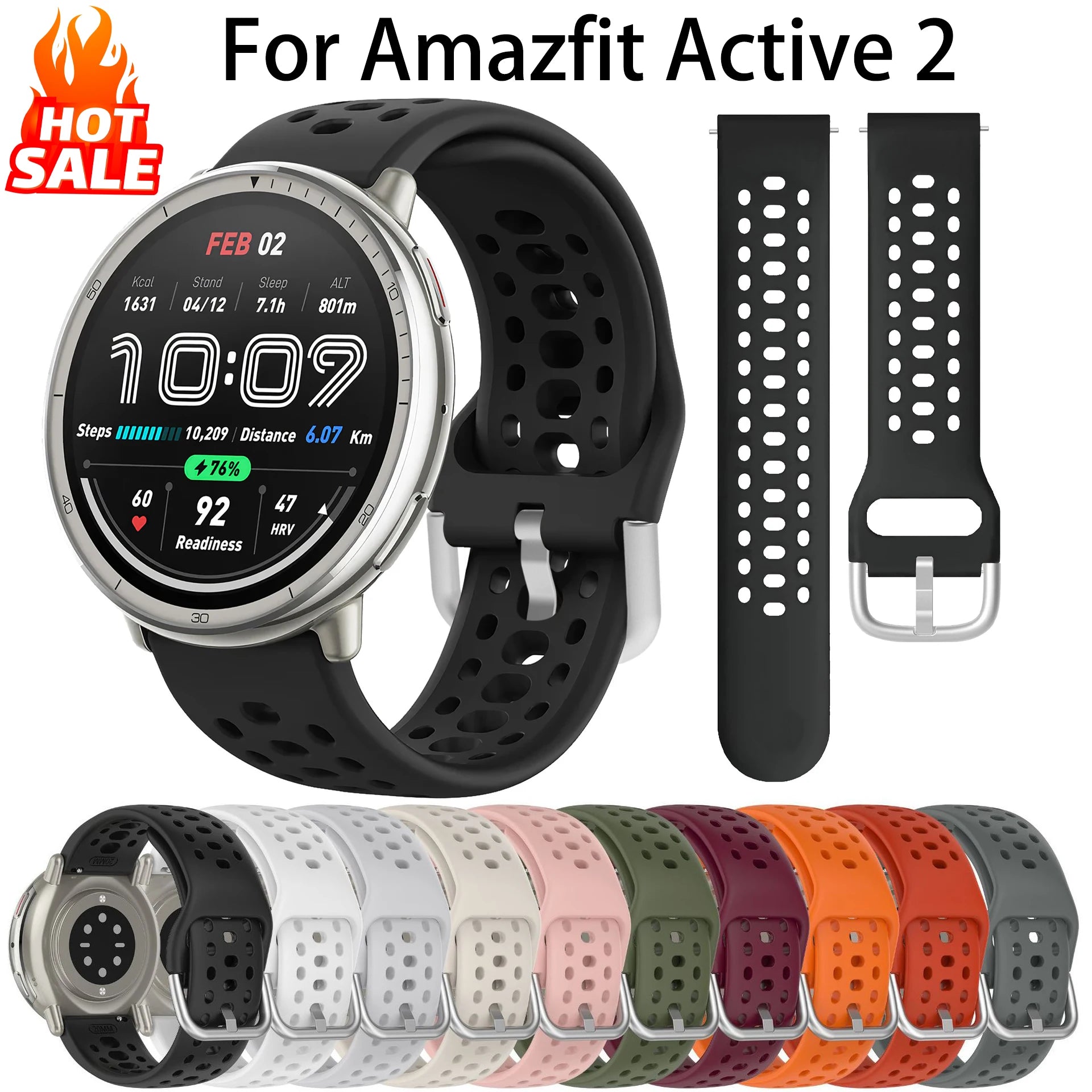 Original Silicone Strap For Amazfit Active 2 Sport breathable Bracelet Intelligent Correa Amazfit Active2 Watchband accessories