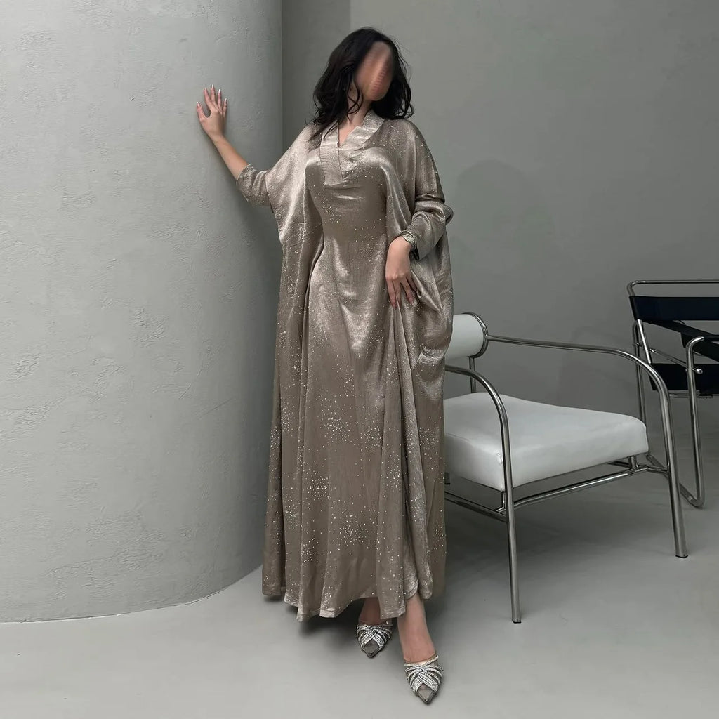 Eid Muslim Abaya Women Diamond Dress Party Night Ramadan Arab Dubai Dresses Kaftan Vestidos Largos Long Robe Jalabiya 2025