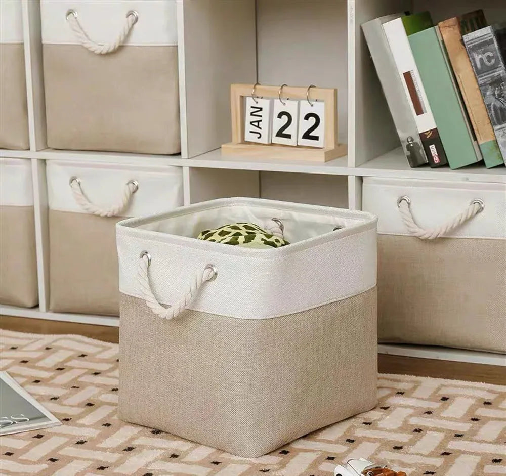 Household Goods Miscellaneous Sorting Basket Splicing Linen Fabric Storage Basket Miscellaneous Toy Storage Box
