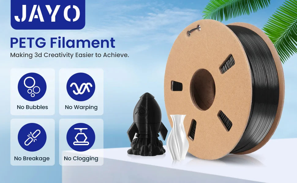 JAYO 3D PETG/PLA/PLA PLUS Printer Filament 1.75mm 5.5KG 100% No Bubble non-toxic 3D Printing Materials for 3D Printer&3D Pen