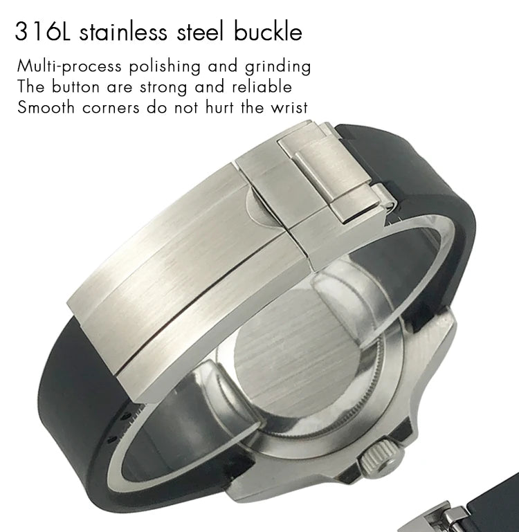 18mm 19mm 21mm 22mm Curved End Rubber Silicone Watchband for Rolex Submariner 20mm GMT Yacht-Master Daytona Deepsea Soft Strap
