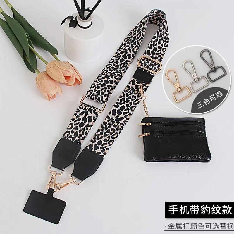 Phone Lanyard With Zippered Pouch Adjustable Perforation-Free Design Detachable Cross Strap