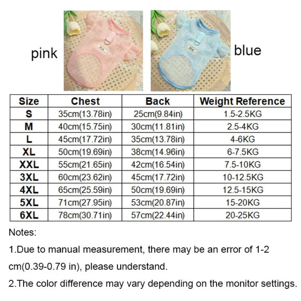 Thin Mesh Dog Cooling Vest Flying Sleeves Sun Protection Cat Sunscreen Vest Breathable Flower Print Dog Summer Clothes