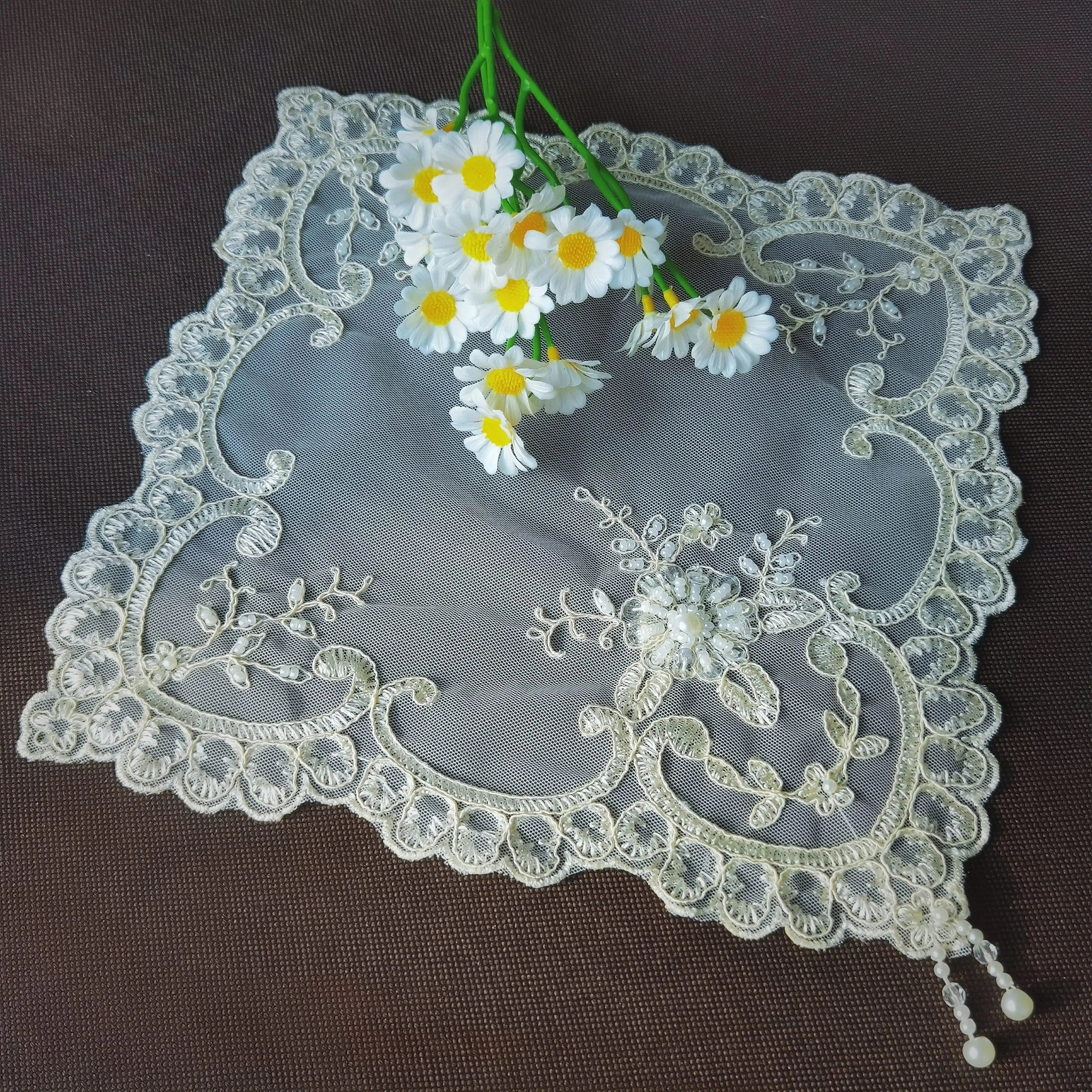 Holiday Placemats Wedding Plate Mat Decorative Table Pad Geometric Coasters Lace Background Cloth For Shooting Modern Home Decor