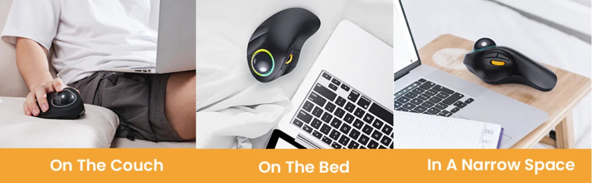 ProtoArc Wireless Index Finger Trackball Mouse Rechargeable RGB Rollerball BT 2.4g Mice for Computer Laptop 3 Device Connection
