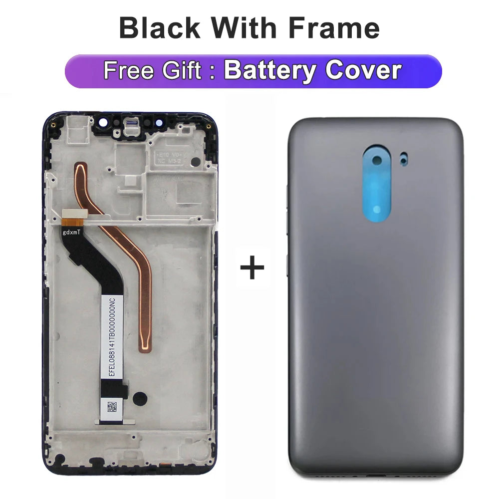 6.18” AMOLED For Xiaomi Poco F1 Screen with Frame, For Xiaomi Pocophone F1 PocoF1 LCD Display Touch Screen Digitizer Replacemen