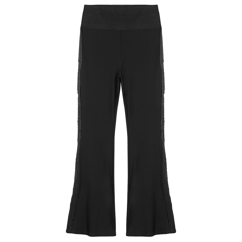 Mens Tassel Flared Pants Vintage Bell-Bottom High Waist Trousers for Jazz Latin Dance Stage Performance Club Disco Party Costume